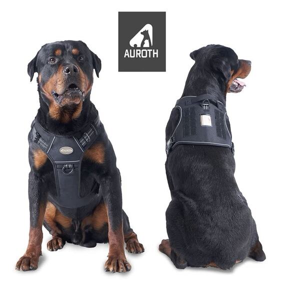 AUROTH Tactical Dog Harness L No-Pull Adjustable K9 Training Vest MOLLE Black - Picture 6 of 7